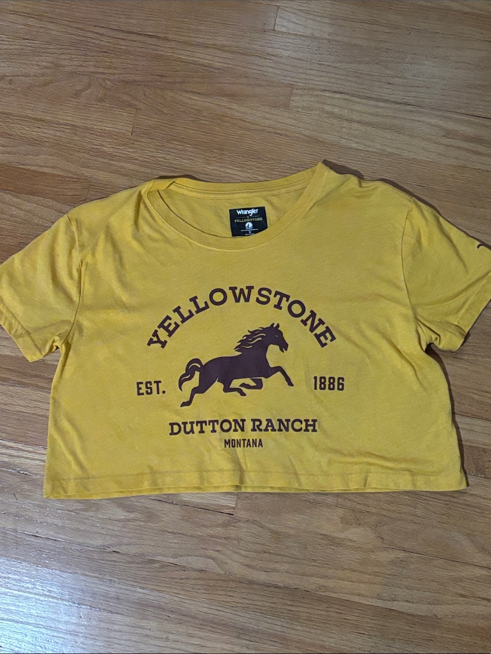 Wrangler Yellowstone Mustard Yellow Graphic Crop Tee
